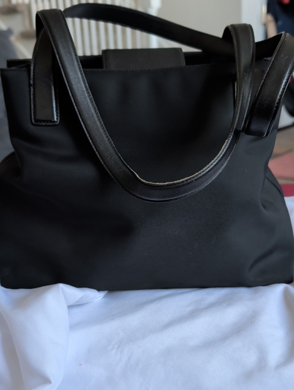 Coach Black Nylon Tote with Leather Straps